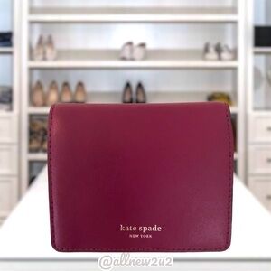 Kate Spade Nadine Slim Bifold Two Tone Colorblock Wallet Cherrywood Spade
